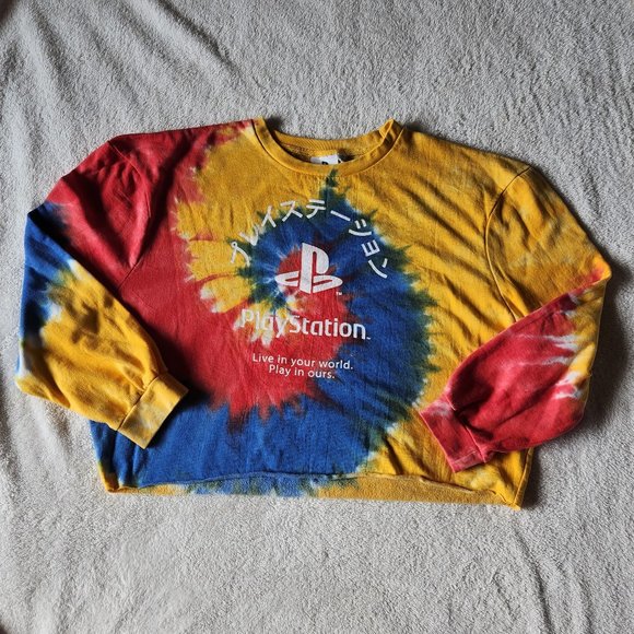 Sony Tops - PLAYSTATION Oversized Tie-dye Cropped Sweatshirt - Size: 2X
